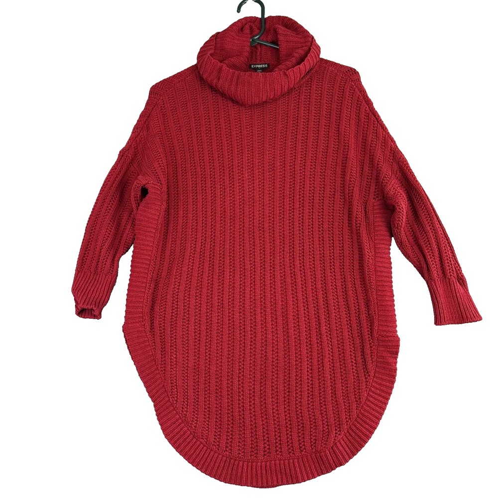 Express Women's S Red Cowl Neck Chunky Knit  Sweater Cozy‎ NWOT